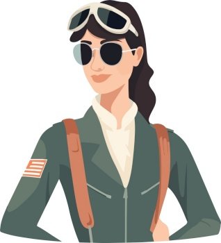 Smiling young woman pilot. Captain of passenger plane. Isolated flat vector design. Smiling young woman pilot. Captain of passenger plane. Isolated flat vector design.