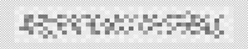Censorship blured effect checkered texture. Pixel mosaic horizontal pattern hiding text, image or another prohibited content on transparent background. Vector graphic illustration. Censorship blured effect checkered texture. Pixel mosaic horizontal pattern hiding text, image or another prohibited content on transparent background