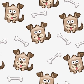 Seamless pattern square dog and bone in vector. Seamless pattern square dog and bone 2
