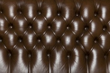Closeup of the elegant leather texture with buttons for pattern and background