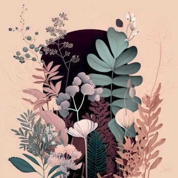 Elegant botanical pastel illustration, created with generative AI