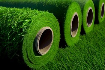 artificial turf grass roll sports ground cover illustration Generative AI.