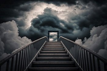 stairs to cloudy sky, steps to heaven  Generative AI.