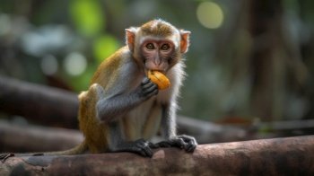 monkey eating mango fruit generative ai.