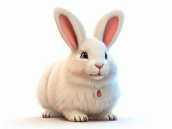 A white rabbit on a white background for Happy Easter concept. Generative AI.