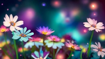 A Bokeh Flower in a Fairytale Garden with Vibrant Colors. Generative AI.