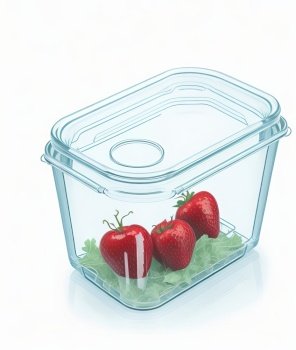 Fresh and Sweet: A Summery Delight in a Plastic Container. Generative AI.