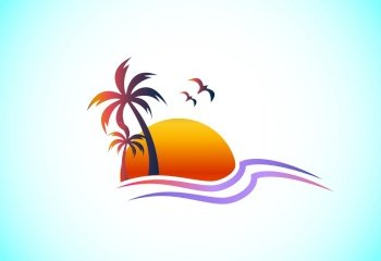 Simple modern Unique tropical beach logo design