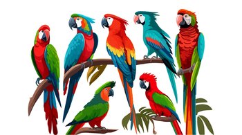 A set of parrots. Vector illustration desing.