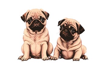 Adorable beige Pug puppies. Posters. Vector illustration desing.