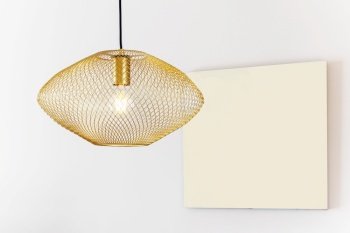 Gold mesh design ceiling lamp with incandescent bulb