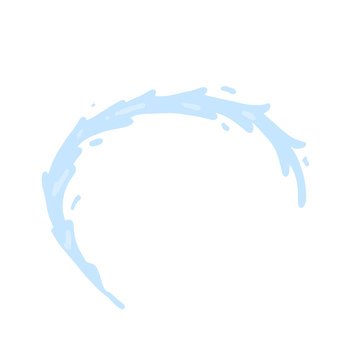 Jet of water. Abstract blue curved shape. Splash and spray liquid. Flat illustration. Jet of water. Abstract blue curved shape.