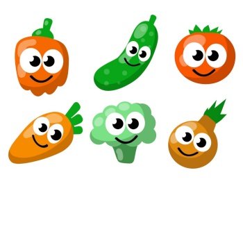 Set of vegetables. Harvest. Red, orange and green object. Cartoon flat illustration. Fresh natural village products.. Set of vegetables. Harvest.
