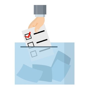 Voting for the President. Hand holding an election ballot. Political event. Paper document file. Flat cartoon illustration. Voting for the President.