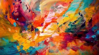 Abstract colorful brush strokes in oil on canvas, background.Header banner mockup with copy space. AI generated.. Abstract colorful brush strokes in oil on canvas, background. AI generated.