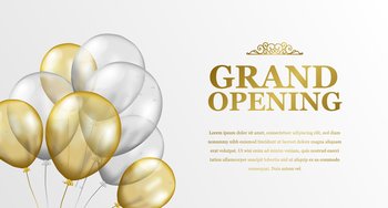 Grand opening elegant luxury with corner 3d golden and silver transparent balloon party celebration