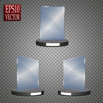 Empty glass award isolated, transparent trophy template. Vector element, eps10. Vector. Empty glass award isolated, transparent trophy template. Vector element, eps10