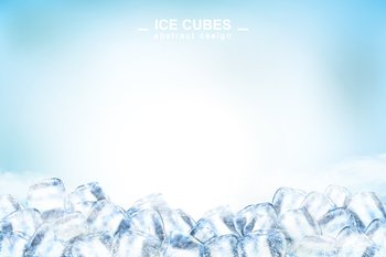 Abstract ice cubes background with copy space in 3d illustration. Abstract ice cubes background