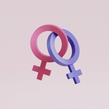 Female symbols. Women sign. 3d render illustration