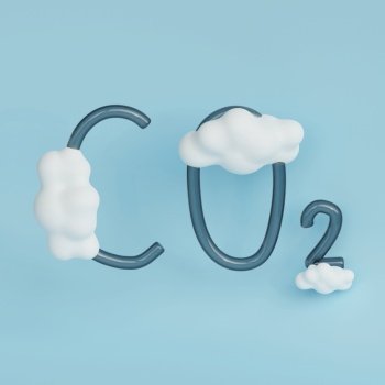 Cloudy CO2. 3d render illustration