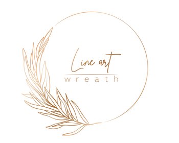 Botanical gold line illustration of leaves and branch wreath for wedding invitation and cards, logo design, web, social media and posters template. Elegant minimal style floral vector isolated.