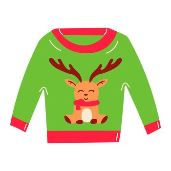 sweater christmas clothing style heat icon element deer candy cane gift snowflake family holiday costume vector illustration