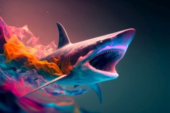 Creative abstract Dangerous Shark.  Image created with Generative AI technology
