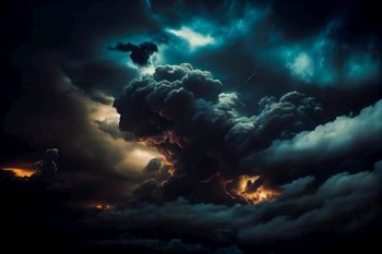  Dark moody storm clouds. Ominous warning.  Generative AI
