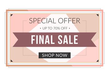 Final sale banner template with ribbon and ’shop now’ button, vector eps10 illustration. Final Sale Banner