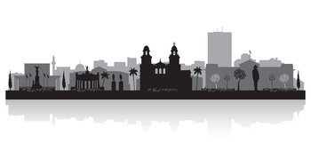 Managua Nicaragua city skyline vector silhouette illustration