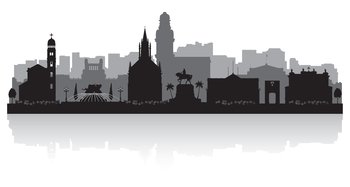 Montevideo Uruguay city skyline vector silhouette illustration