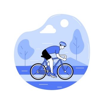 Cycling track isolated cartoon vector illustrations. Smiling girl biking in the city park, urban lifestyle, active pastime, drive on the road, summer weekend, cyclist route vector cartoon.. Cycling track isolated cartoon vector illustrations.