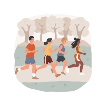Cross-country running isolated cartoon vector illustration. High school physical education, extreme sport, outdoor training, jogging, healthy lifestyle, cross-country race vector cartoon.. Cross-country running isolated cartoon vector illustration.