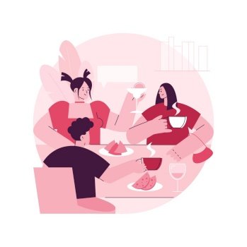 Friends meeting abstract concept vector illustration. Friendly meeting, friendship support, cheerful conversation, sharing leisure time with pals, soul mate, going out together abstract metaphor.. Friends meeting abstract concept vector illustration.