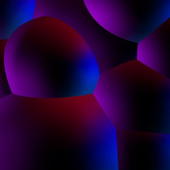 Abstract background with neon glowing dark balls or foam in 80s synthwave style, blue and purple colors and retrowave illumination