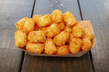 Delicious fried potatoes known as tater tots