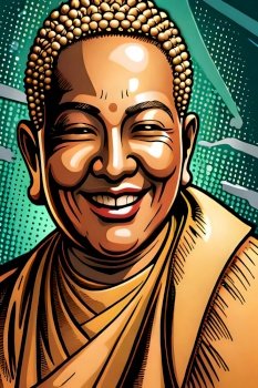 Happy Laughing Buddha. Generative AI