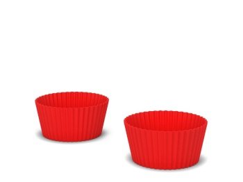 Blank cupcake silicon form. 3d illustration isolated on white background. Bakery utensil