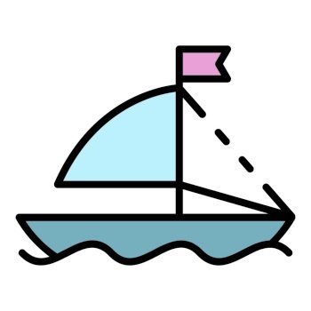 Toy ship icon. Outline toy ship vector icon color flat isolated. Toy ship icon color outline vector