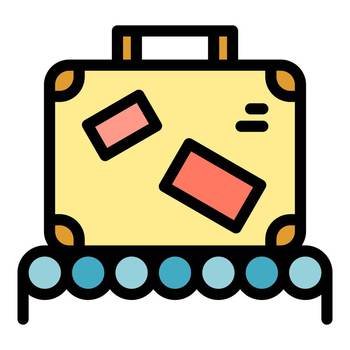 Luggage on belt icon. Outline luggage on belt vector icon color flat isolated. Luggage on belt icon color outline vector