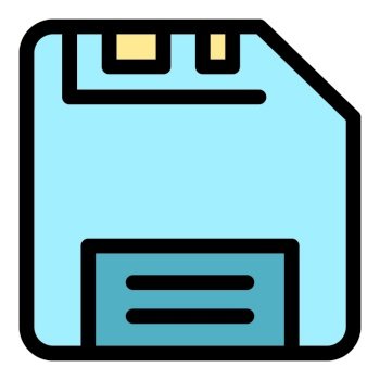 Old floppy disk icon. Outline old floppy disk vector icon color flat isolated. Old floppy disk icon color outline vector
