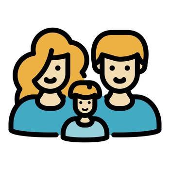 Happy foster family icon. Outline happy foster family vector icon color flat isolated. Happy foster family icon color outline vector