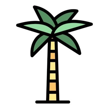 Island palm tree icon. Outline island palm tree vector icon color flat isolated. Island palm tree icon color outline vector