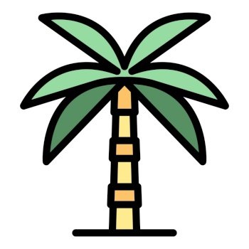 Plant palm tree icon. Outline plant palm tree vector icon color flat isolated. Plant palm tree icon color outline vector