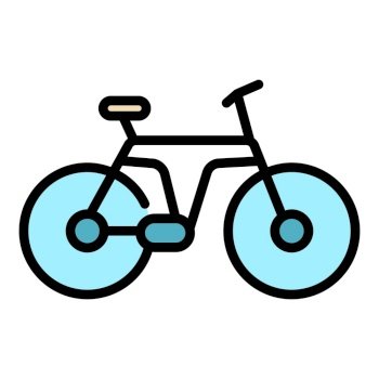 Ride bicycle icon. Outline ride bicycle vector icon color flat isolated. Ride bicycle icon color outline vector