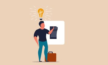 Switch light bulb with bright brain. Genius head innovation and human smart idea thinking vector illustration concept. Conceptual inspiration and imagination people. Business creative intelligent man