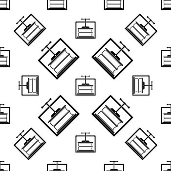 Book Binding Press Machine Icon Seamless Pattern, Bookbinding Stack Of Paper Vector Art Illustration