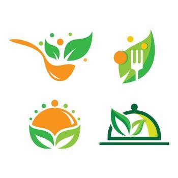 Vegetarian food logo images illustration design