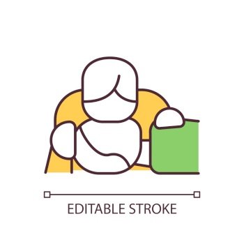 Artificial respiration technique RGB color icon. Provide first aid to patient. Medical help. Isolated vector illustration. Simple filled line drawing. Editable stroke. Arial font used. Artificial respiration technique RGB color icon