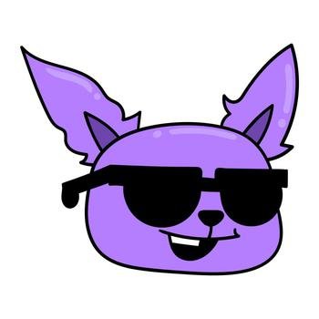 purple cat head wearing sunglasses